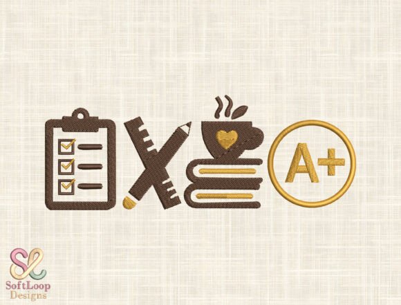 Teacher Life Icons Embroidery Design